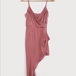 Lulus - Mauve Satin Asymmetrical Dress. Size Small.